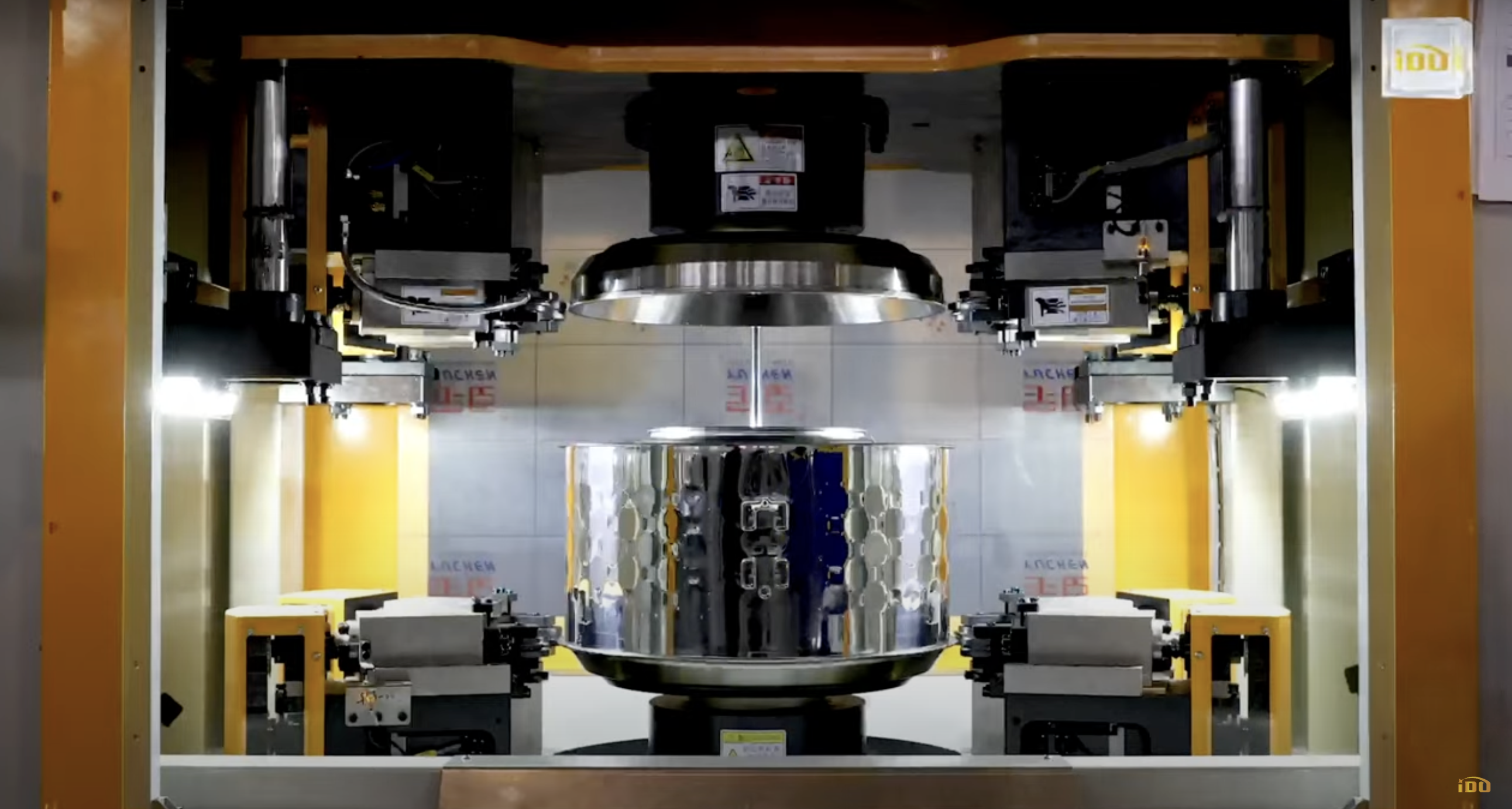 Front loading washing machine drum automatic welding and assembly line