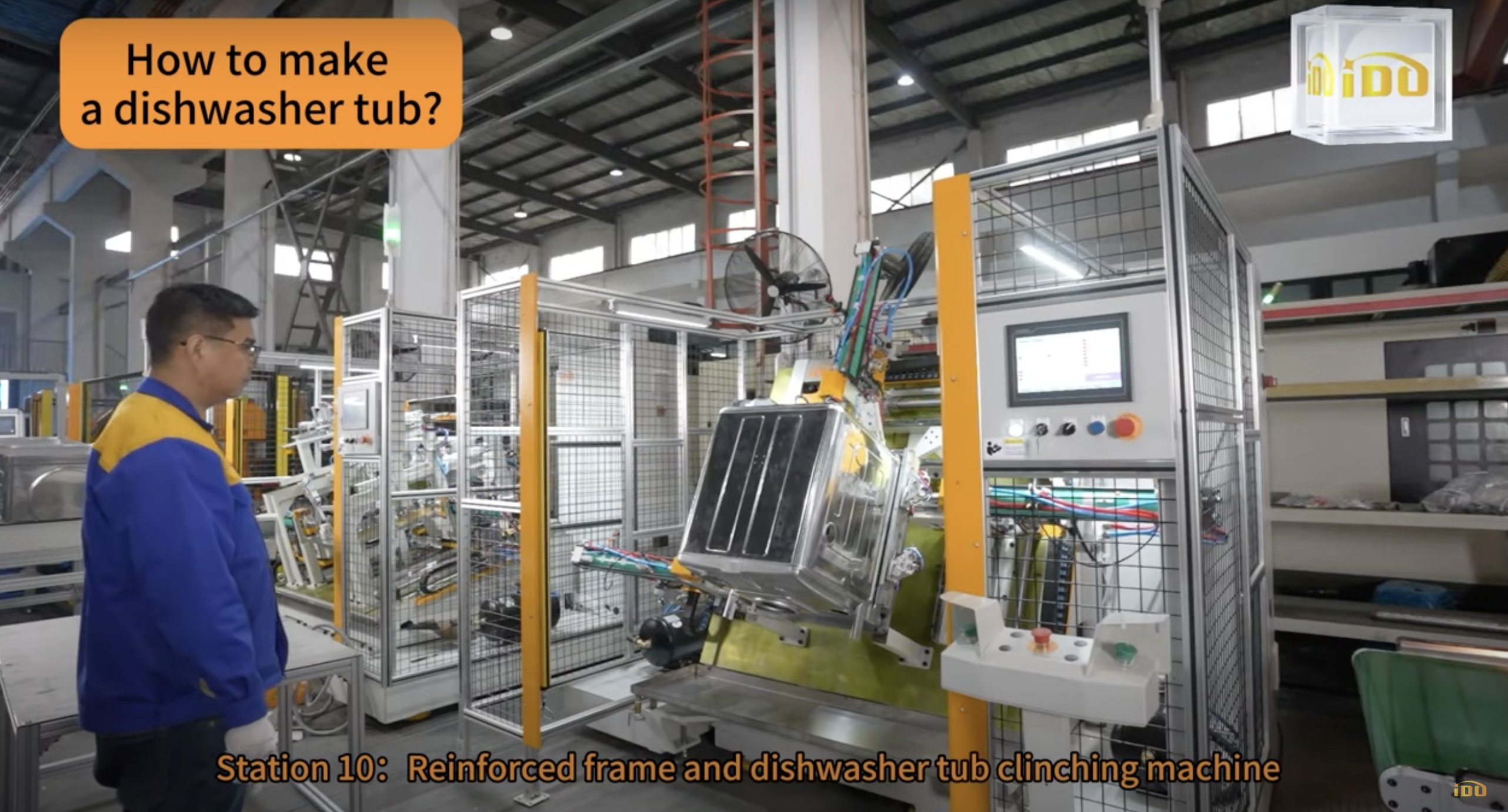 Station 10：Reinforced frame and dishwasher tub clinching machine